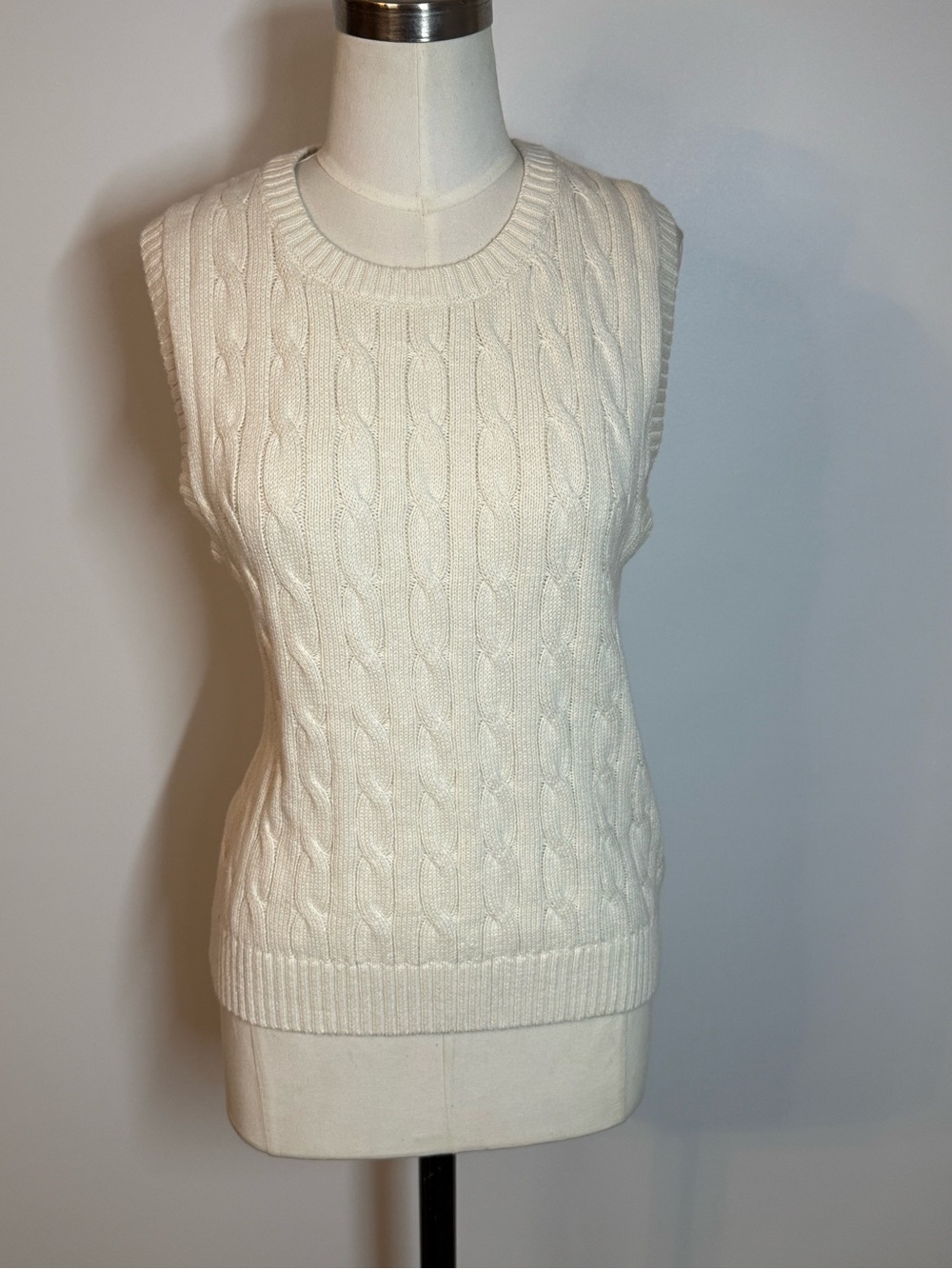 J. Crew Cream Cable Knit Sleeveless Sweater Vest